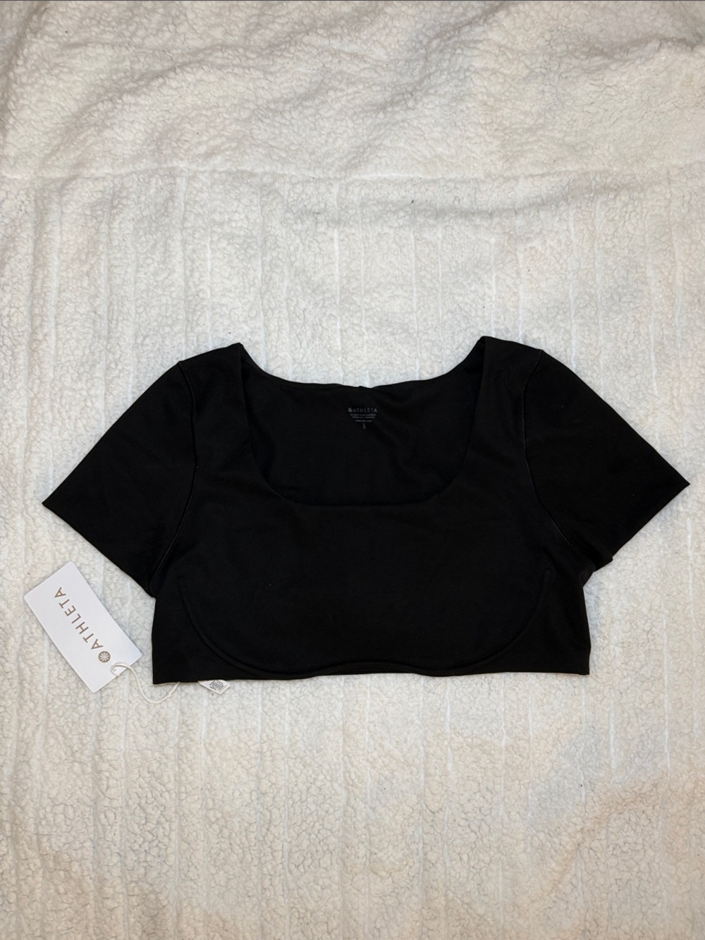 ATHLETA Vitaform Square Neck Crop Short Sleeve Tee Size Large